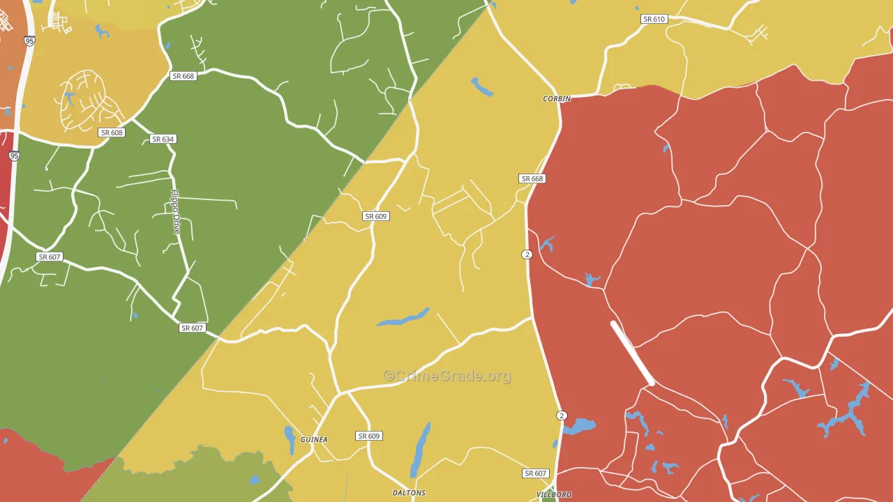 Corbin, VA Map of Vandalism Rates