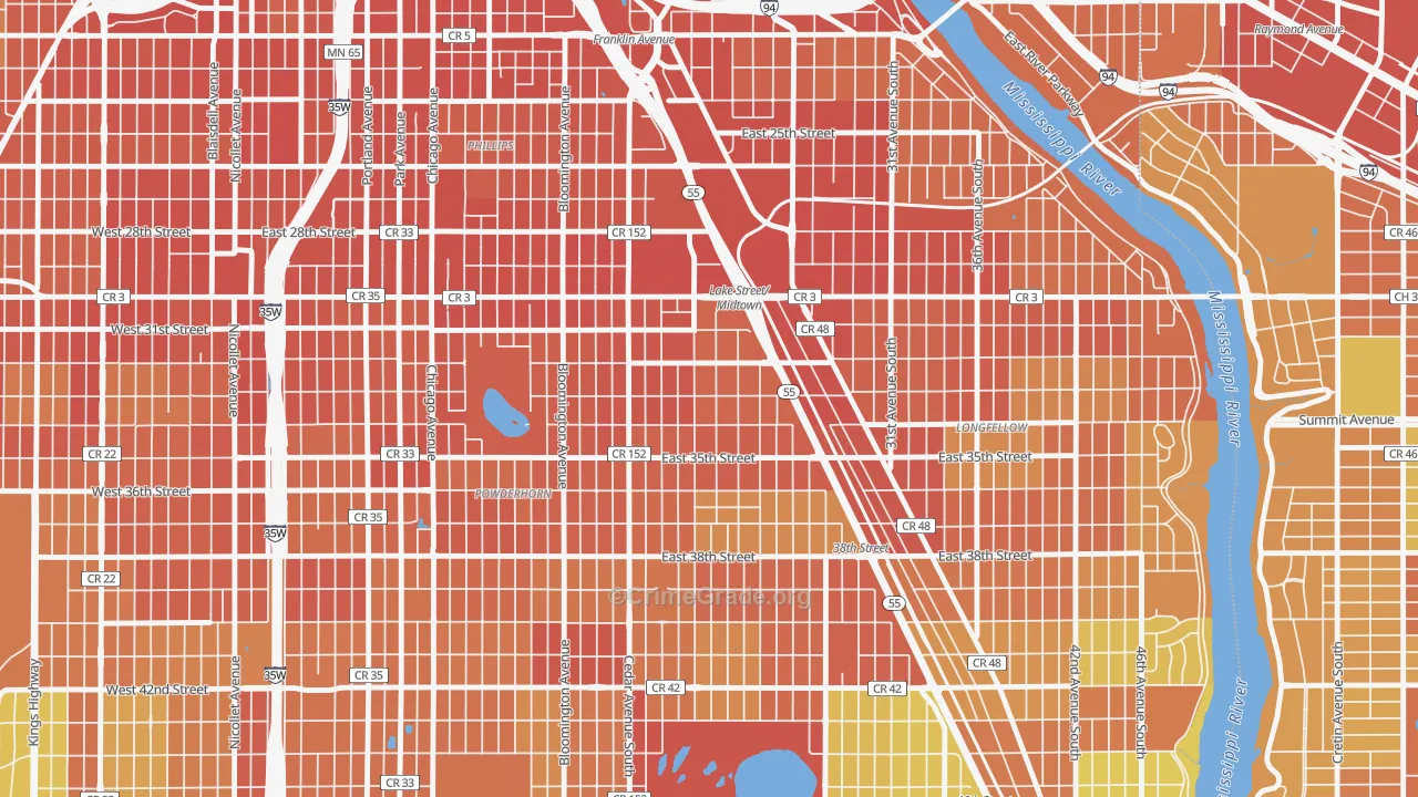 Corcoran, Minneapolis, MN Map of Vandalism Rates