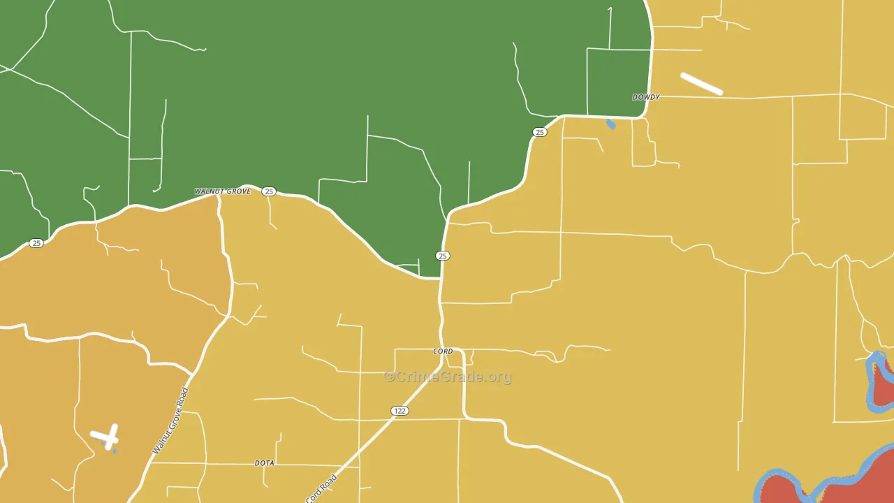 Cord, AR Map of Vandalism Rates
