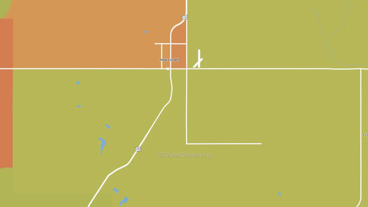 Cordell, OK Map of Vandalism Rates