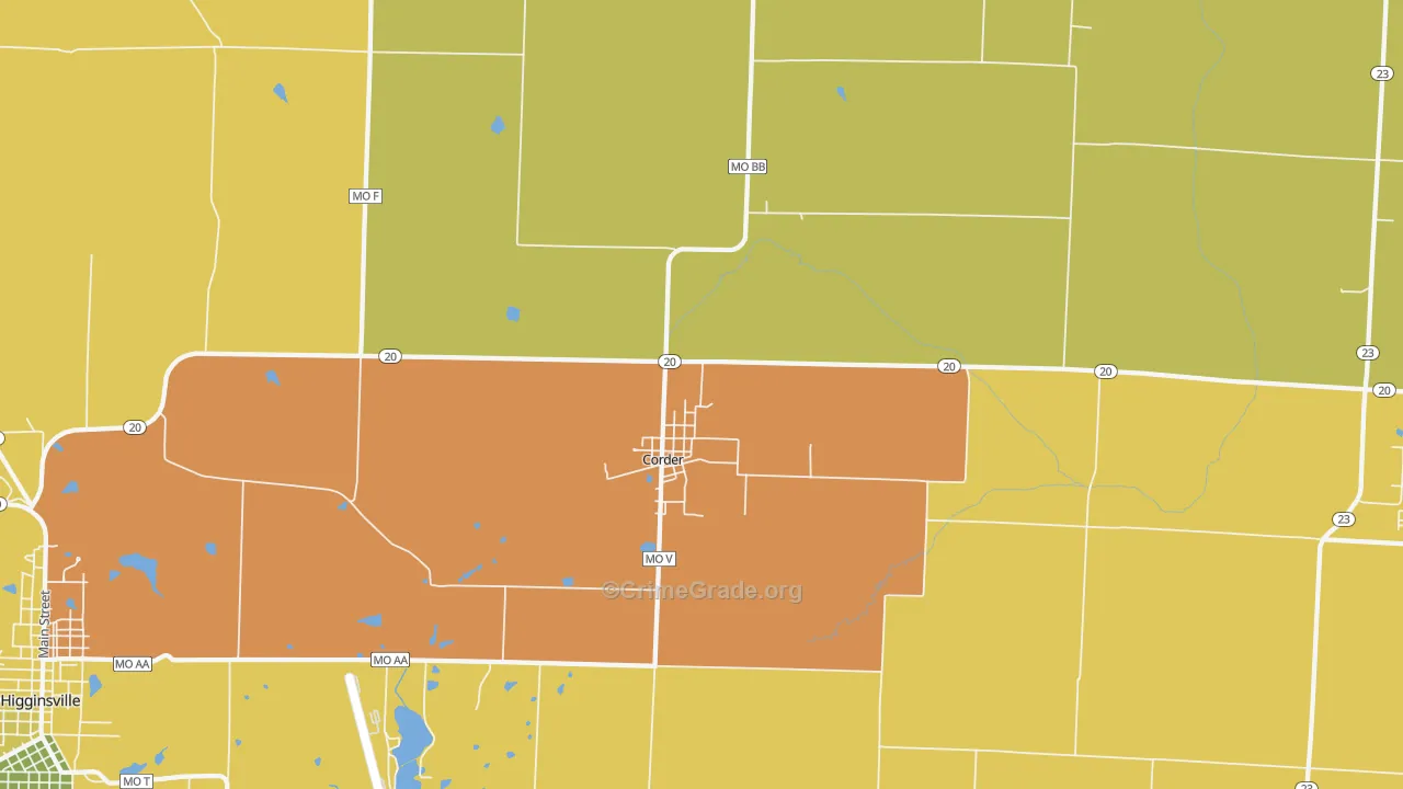 Corder, MO Map of Vandalism Rates