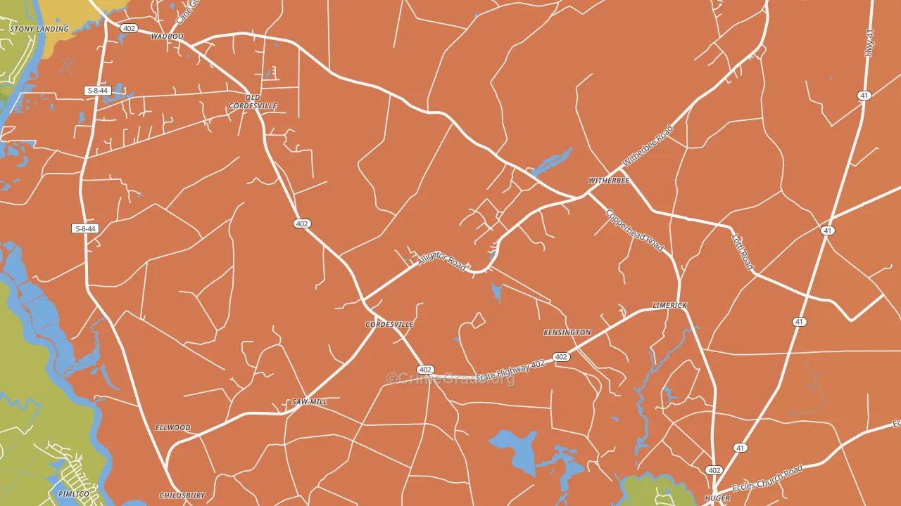 Cordesville, SC Map of Vandalism Rates