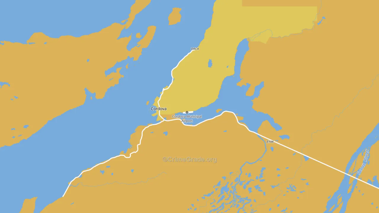 Cordova, AK Map of Vandalism Rates