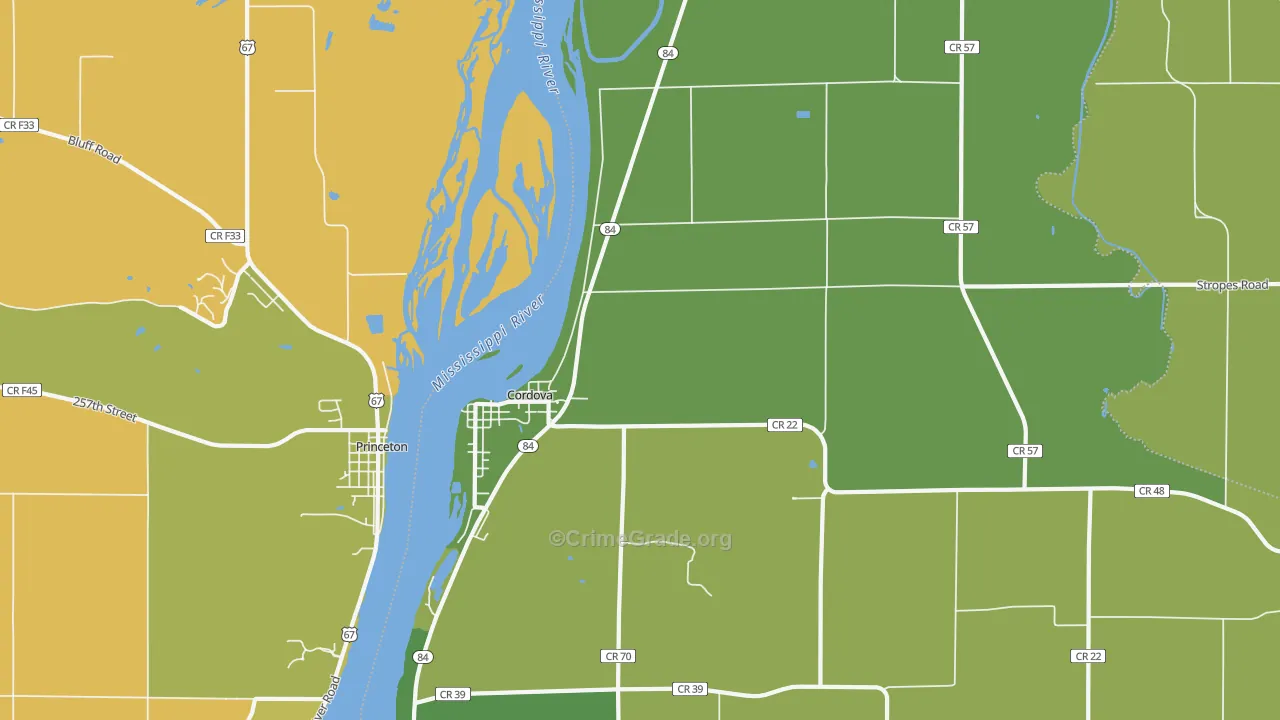 Cordova, IL Map of Vandalism Rates