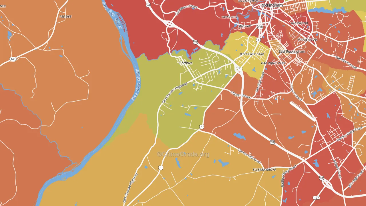 Cordova, NC Map of Vandalism Rates