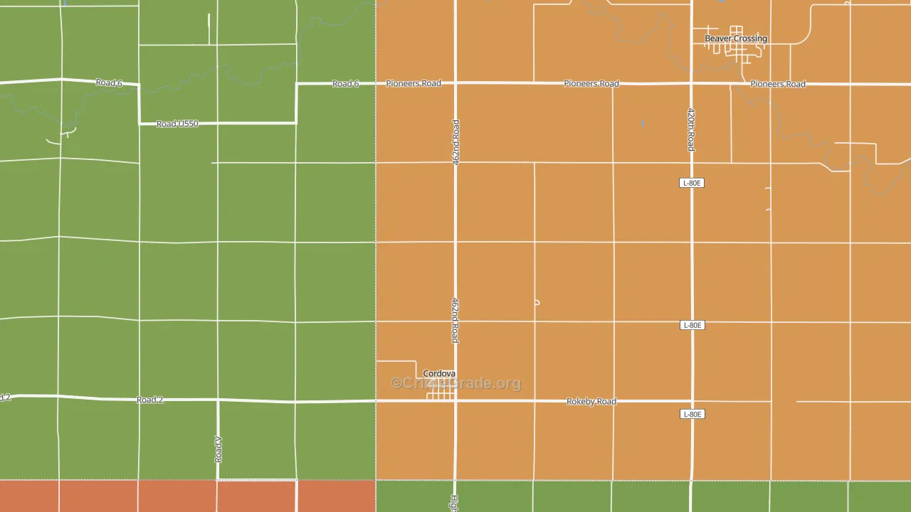Cordova, NE Map of Vandalism Rates