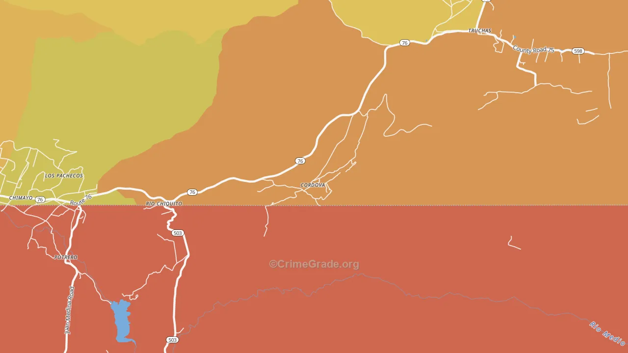 Cordova, NM Map of Vandalism Rates