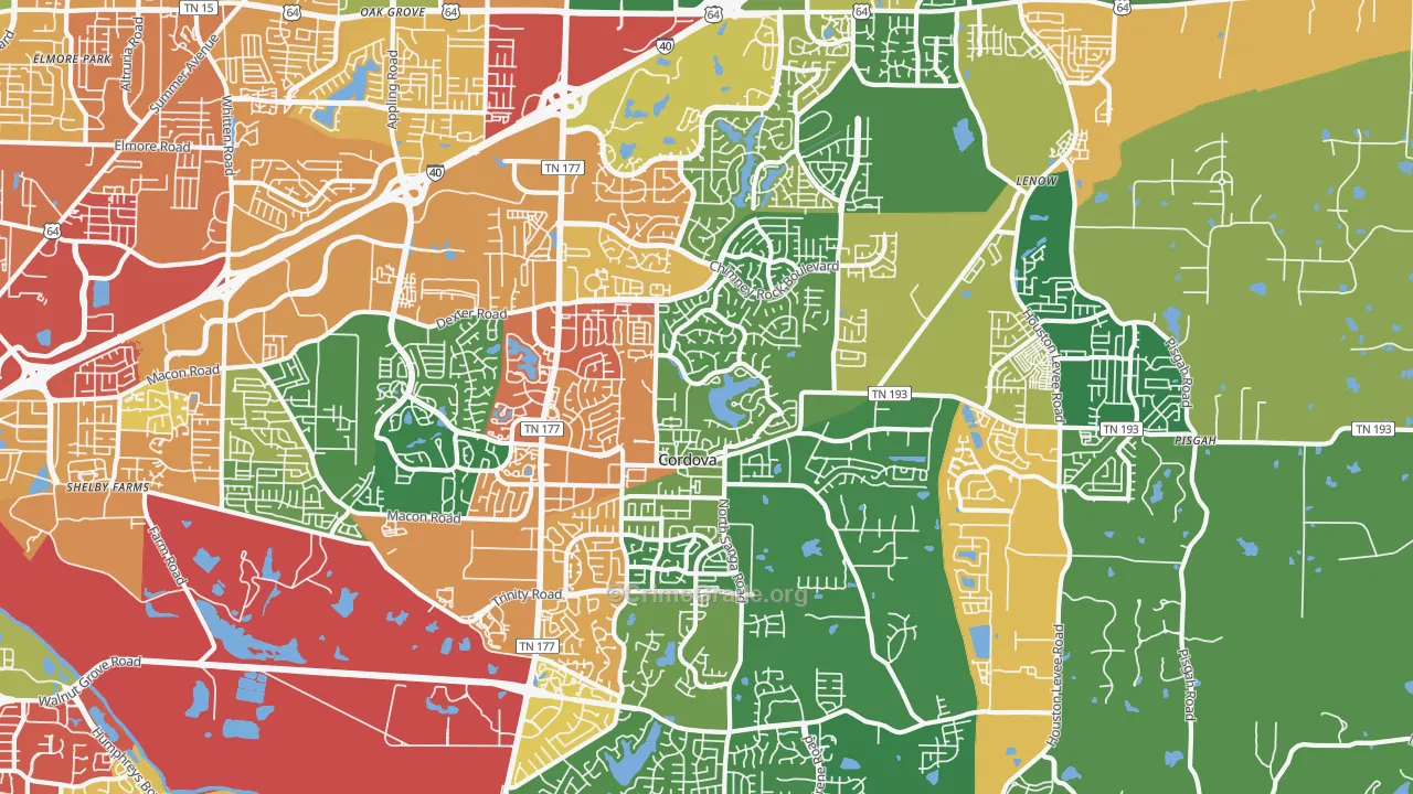 Cordova, TN Map of Vandalism Rates