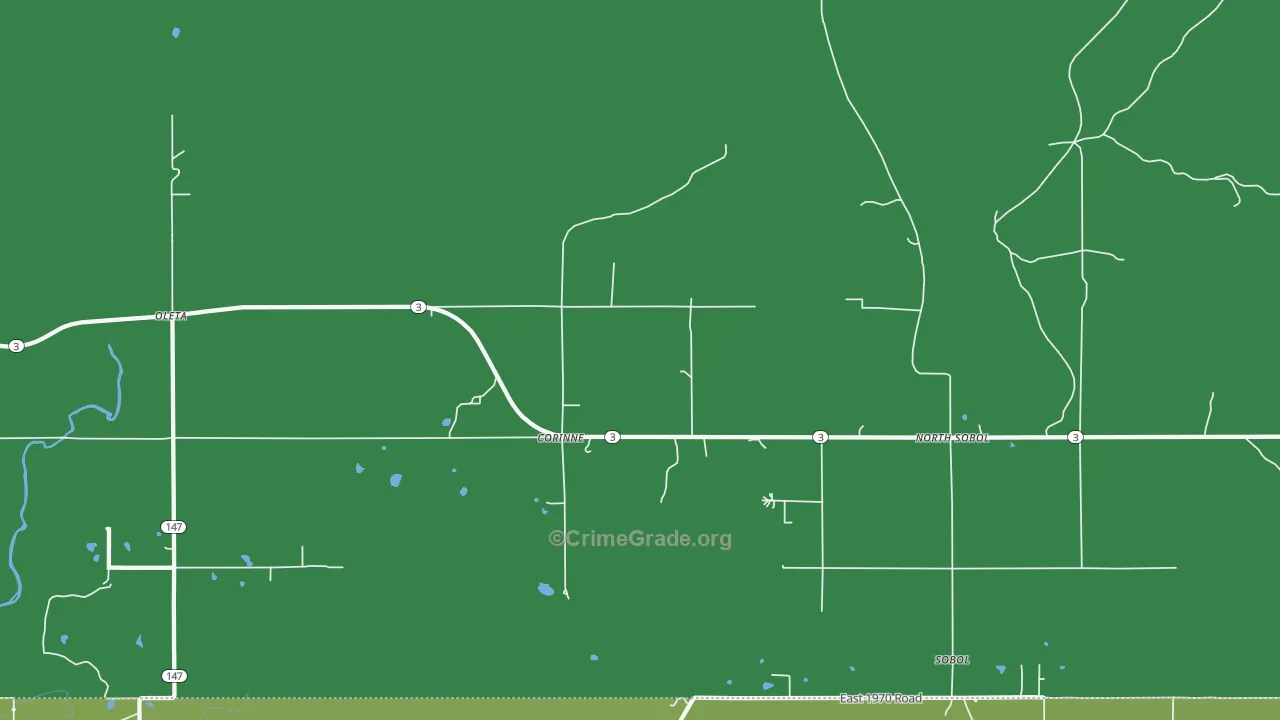 Corinne, OK Map of Vandalism Rates