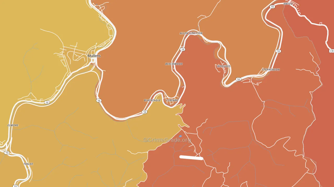 Corinne, WV Map of Vandalism Rates