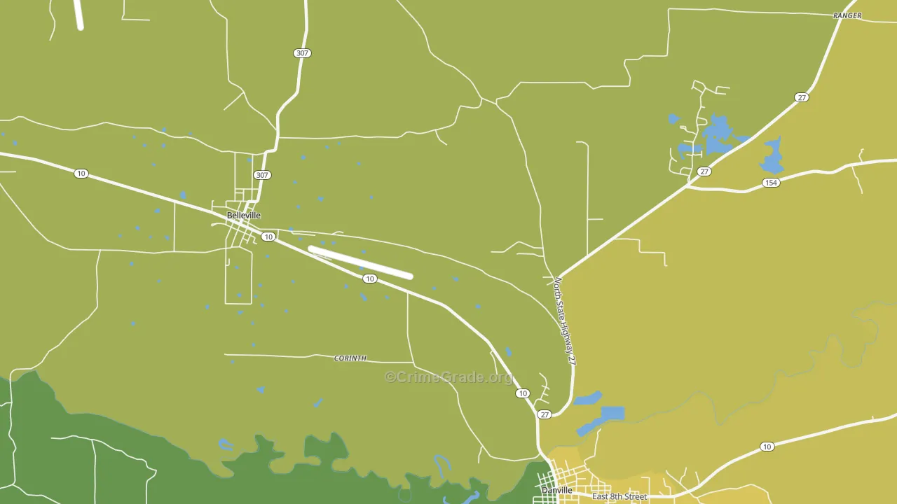 Corinth, AR Map of Vandalism Rates