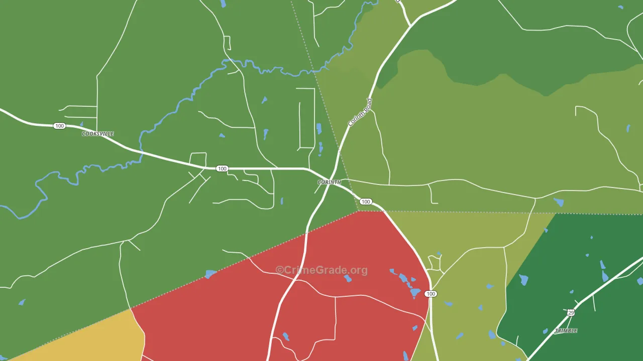 Corinth, GA Map of Vandalism Rates