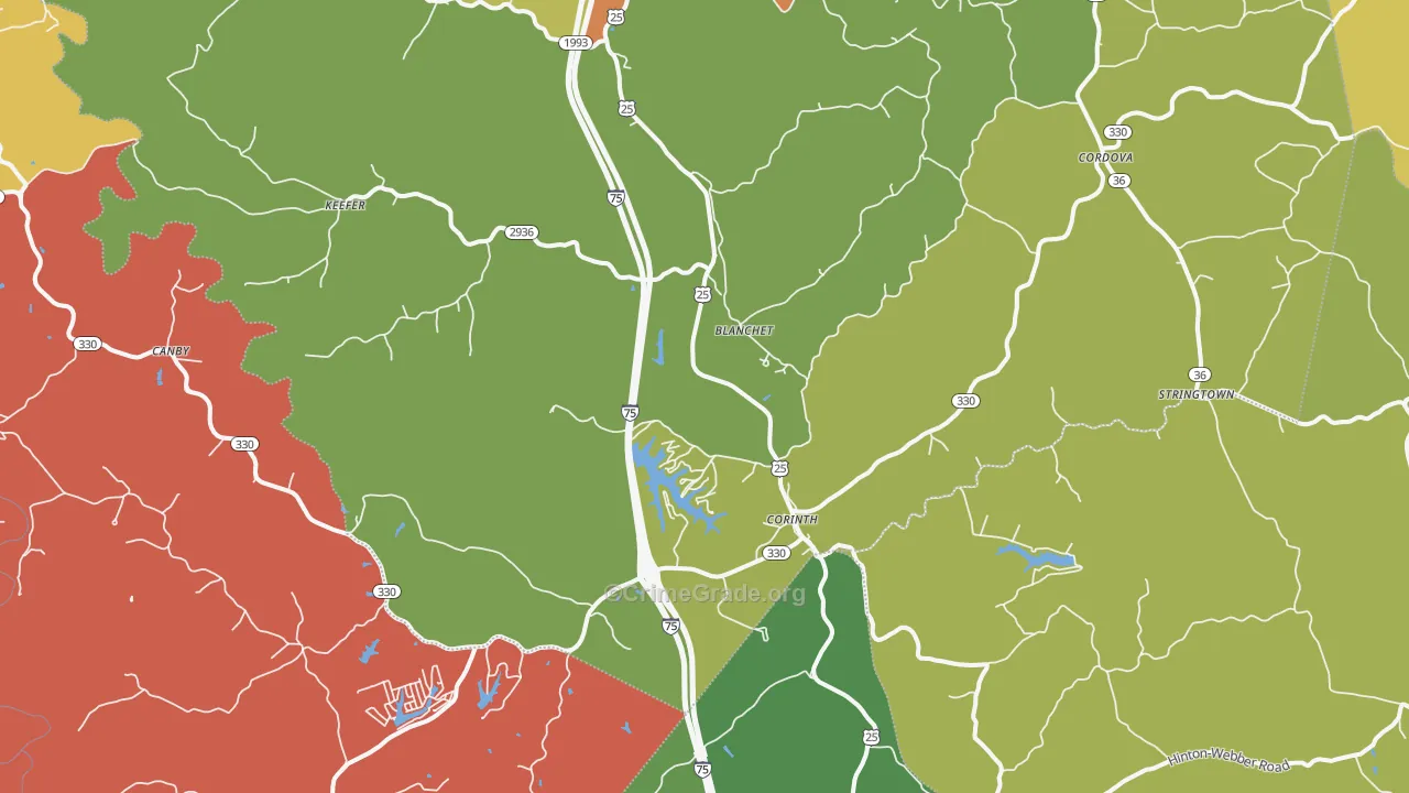 Corinth, KY Map of Vandalism Rates