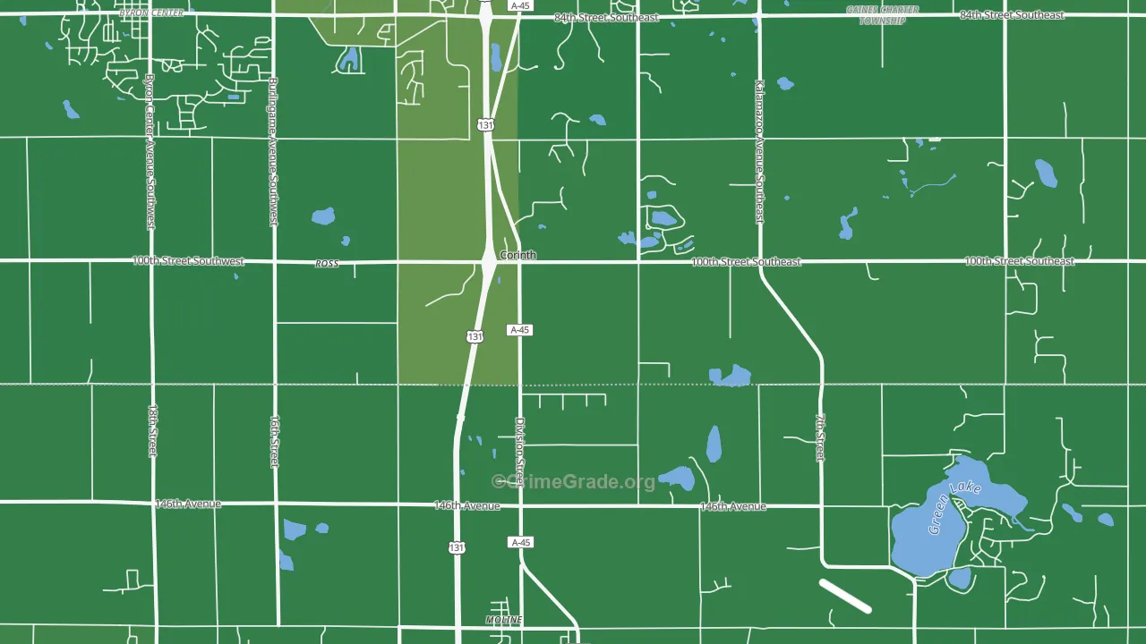 Corinth, MI Map of Vandalism Rates