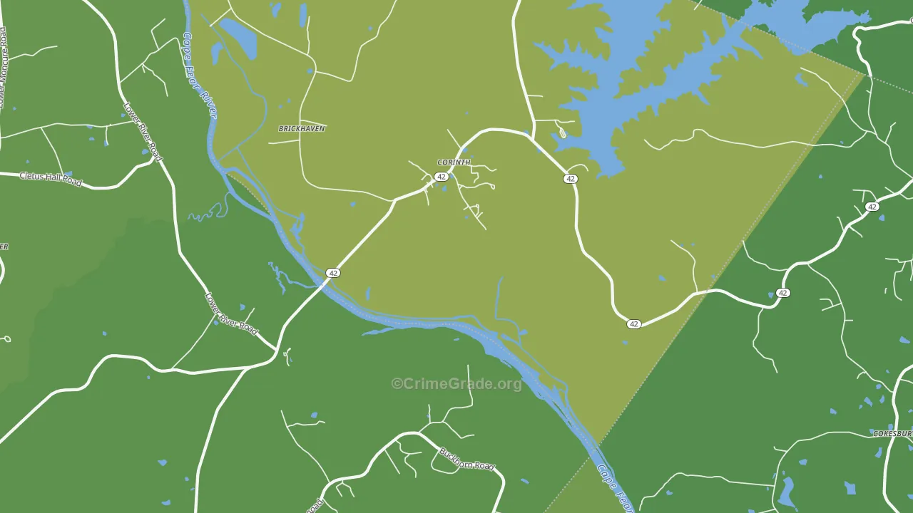 Corinth, NC Map of Vandalism Rates