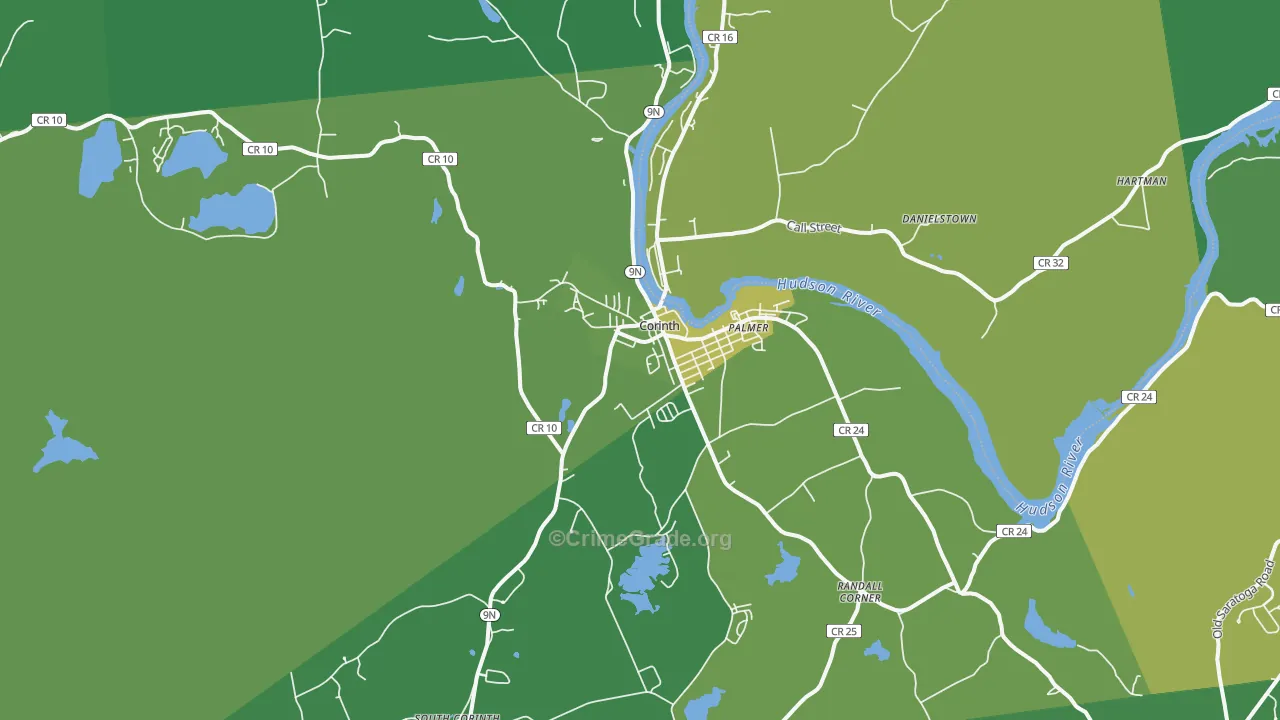 Corinth, NY Map of Vandalism Rates