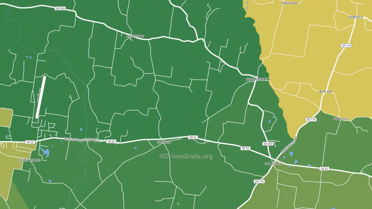 Corinth, TN Map of Vandalism Rates