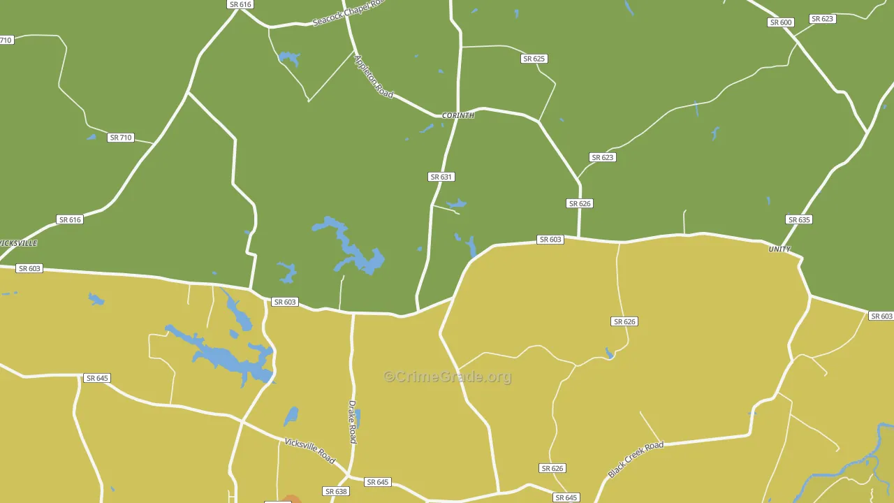 Corinth, VA Map of Vandalism Rates