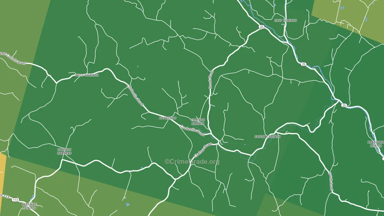Corinth, VT Map of Vandalism Rates