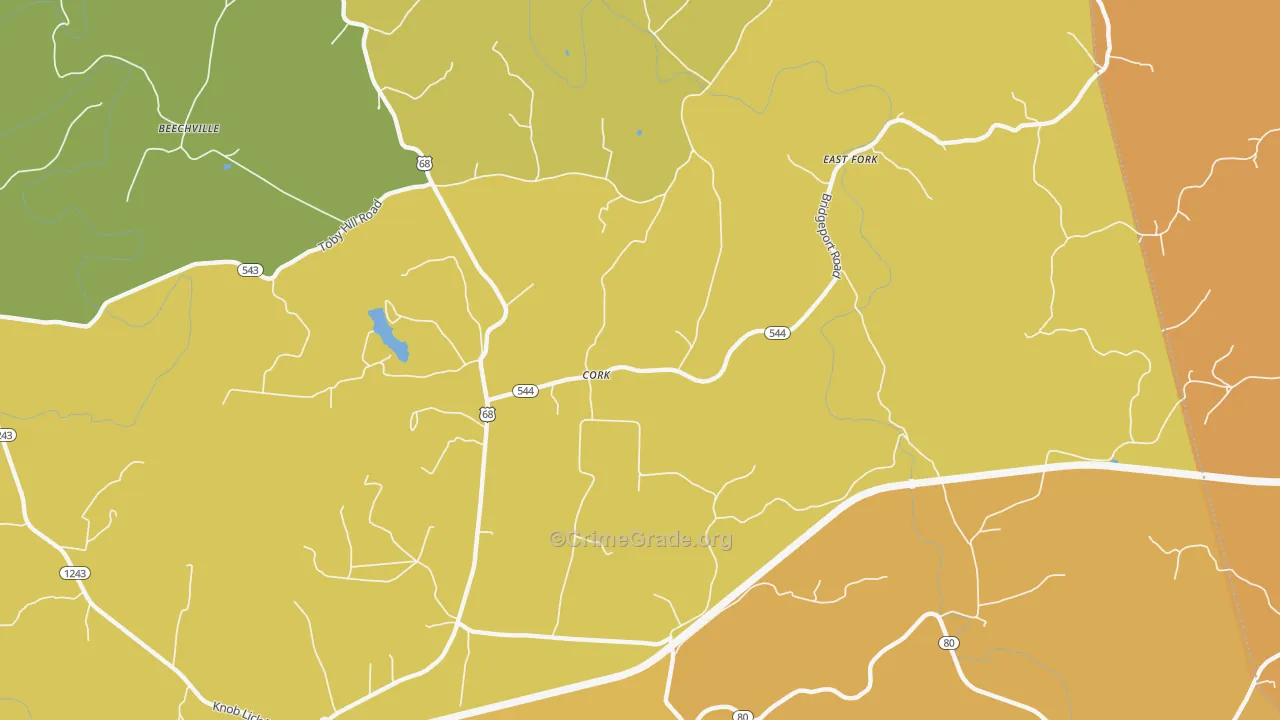 Cork, KY Map of Vandalism Rates