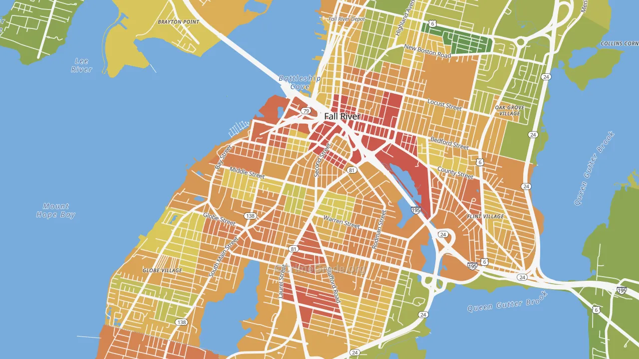 Corky Row, Fall River, MA Map of Vandalism Rates