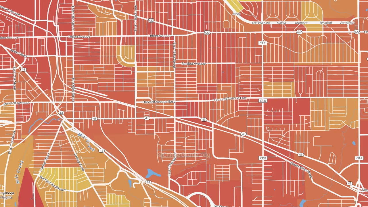 Corlett, Cleveland, OH Map of Vandalism Rates