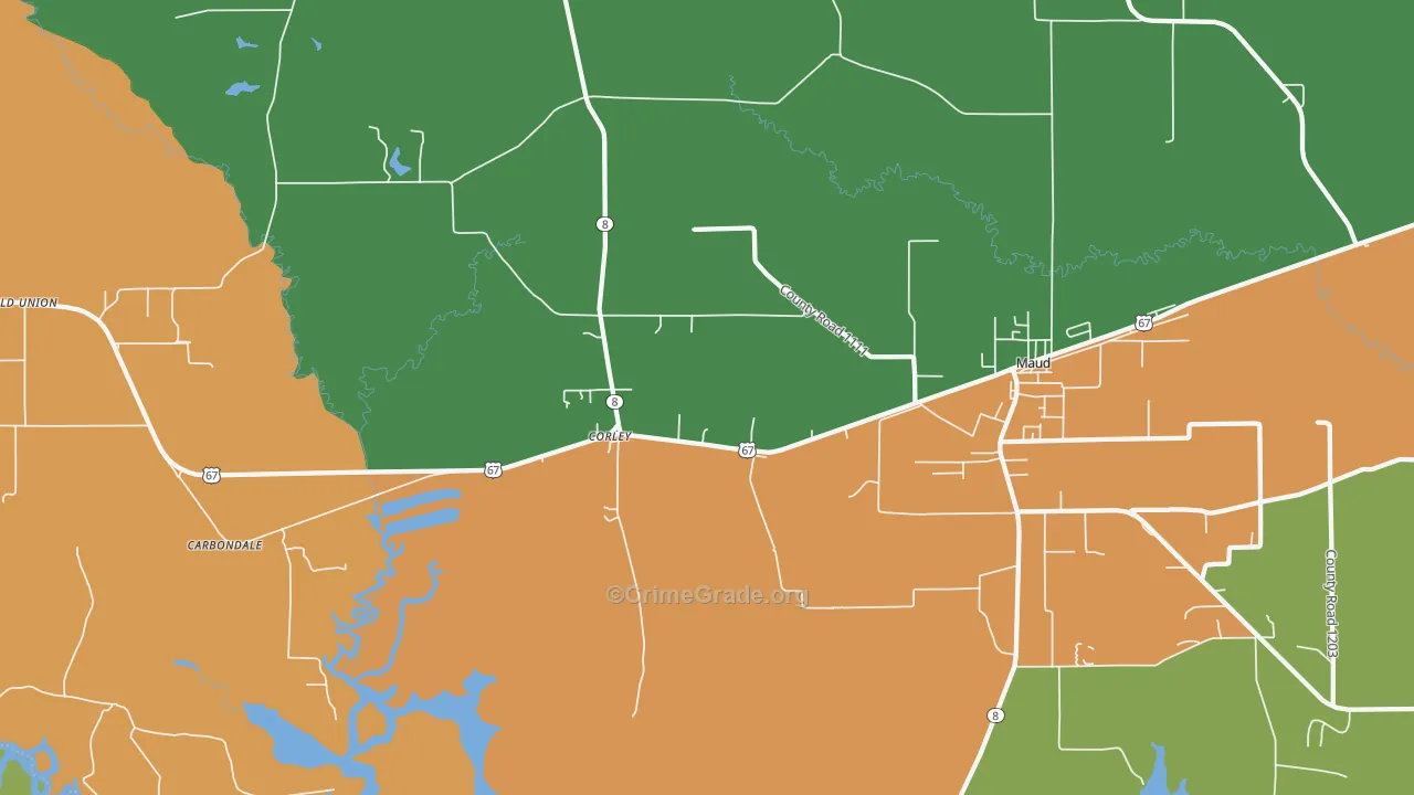 Corley, TX Map of Vandalism Rates