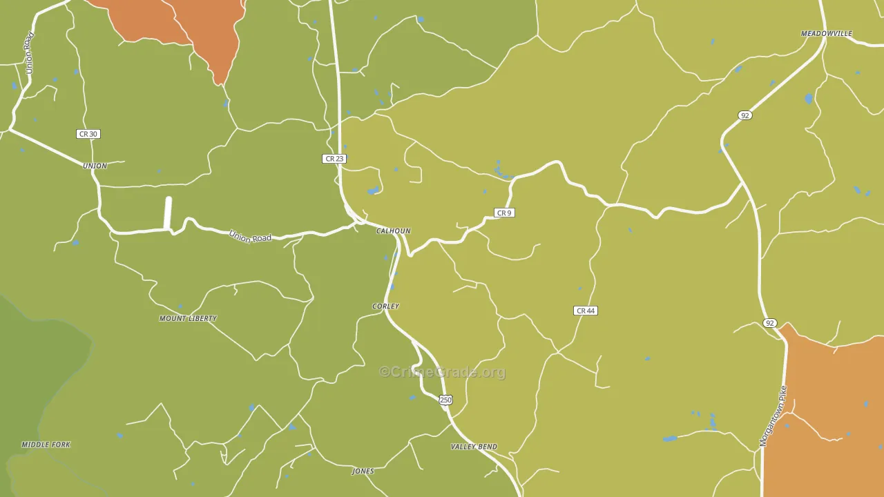 Corley, WV Map of Vandalism Rates