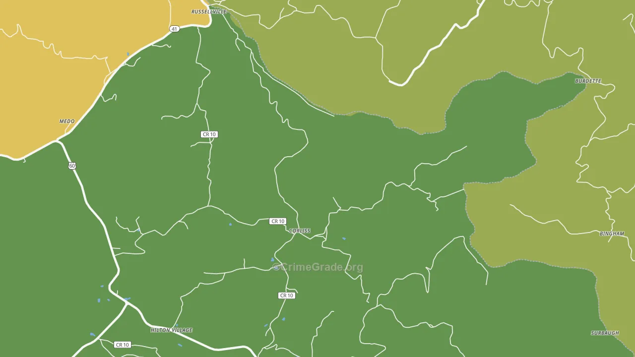 Corliss, WV Map of Vandalism Rates