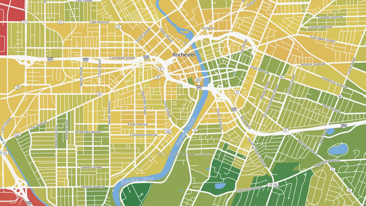 Corn Hill, Rochester, NY Map of Vandalism Rates