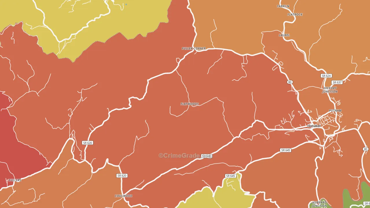 Corn Valley, VA Map of Vandalism Rates