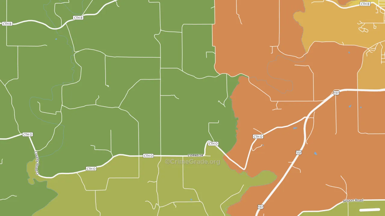 Cornelia, WI Map of Vandalism Rates