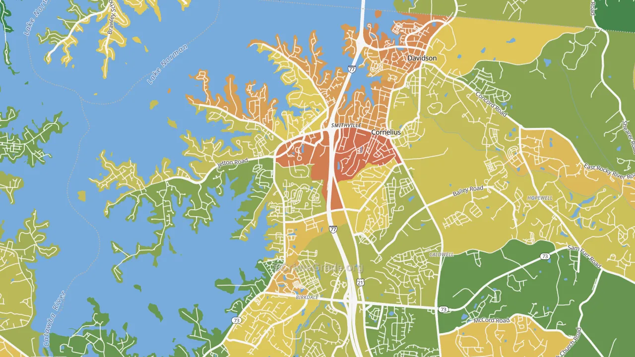 Cornelius, NC Map of Vandalism Rates