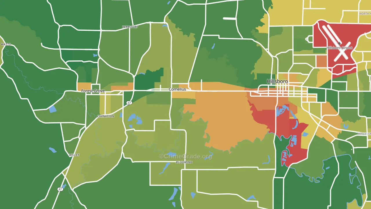 Cornelius, OR Map of Vandalism Rates