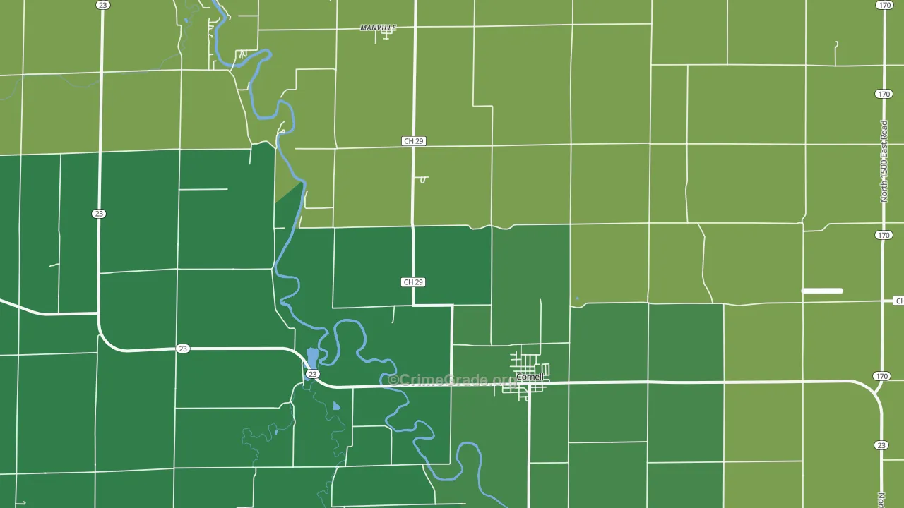 Cornell, IL Map of Vandalism Rates