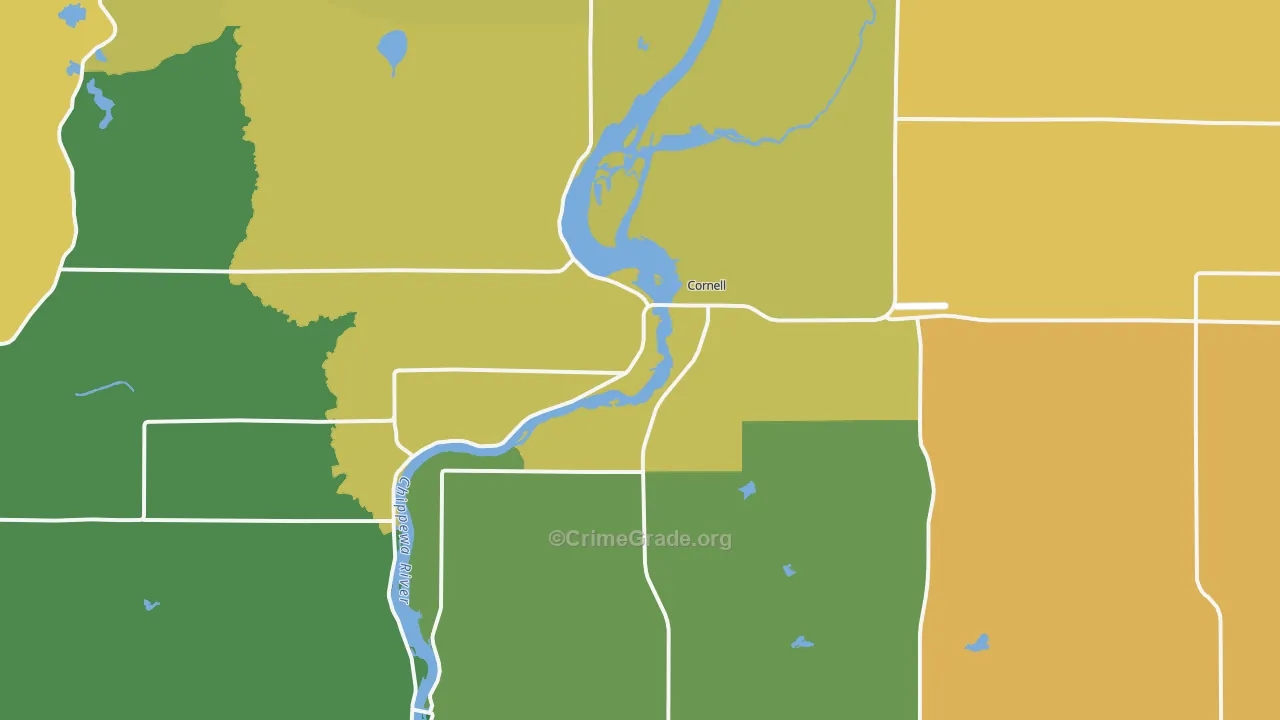 Cornell, WI Map of Vandalism Rates