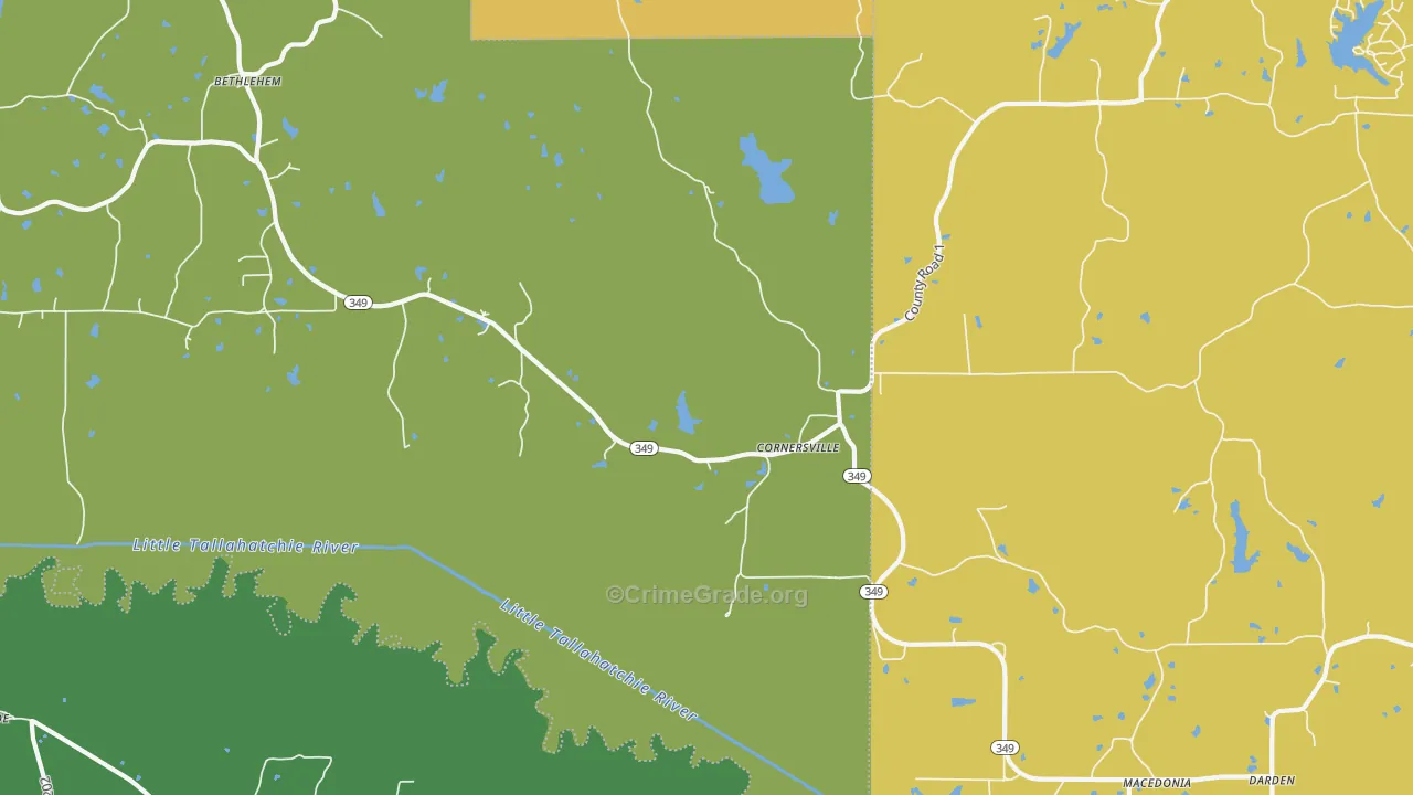 Cornersville, MS Map of Vandalism Rates