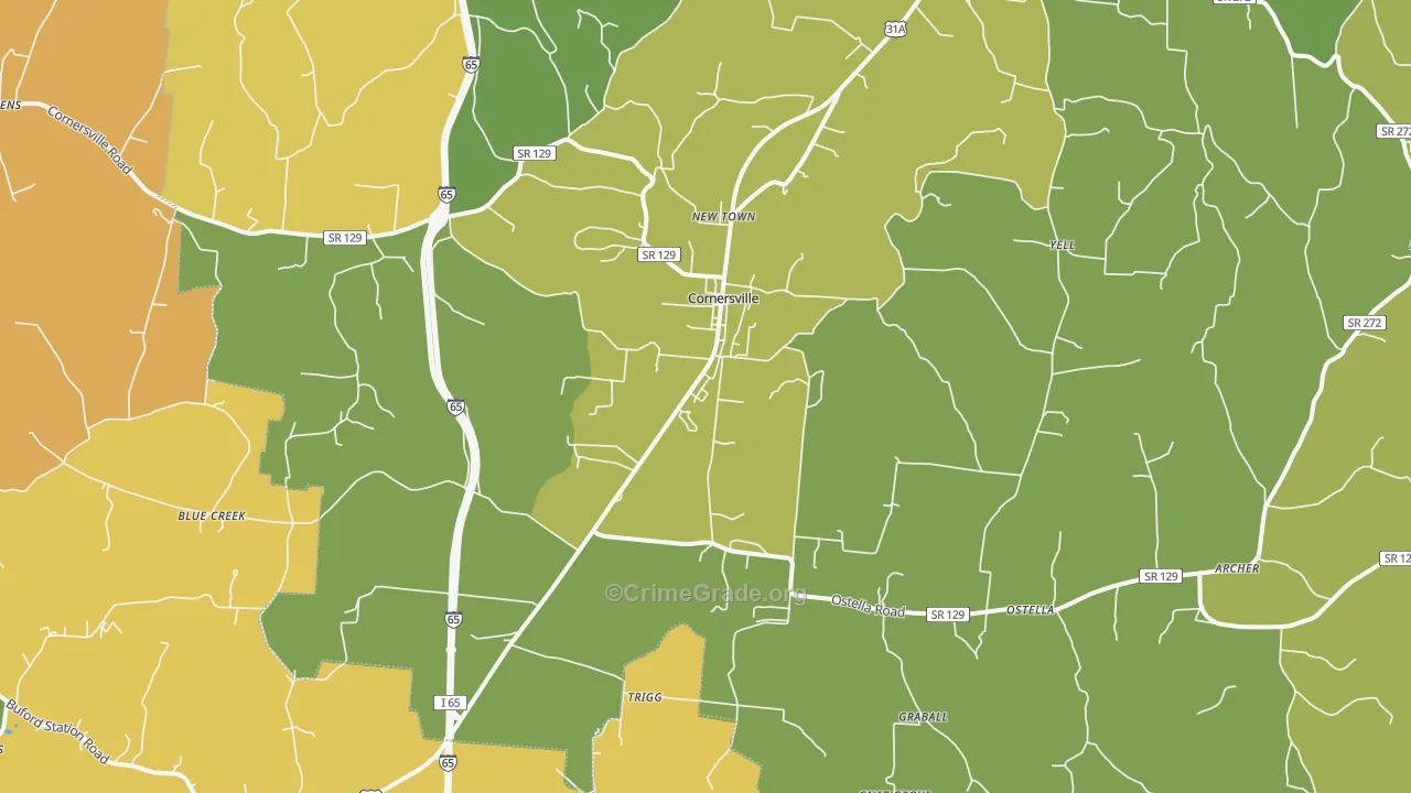 Cornersville, TN Map of Vandalism Rates