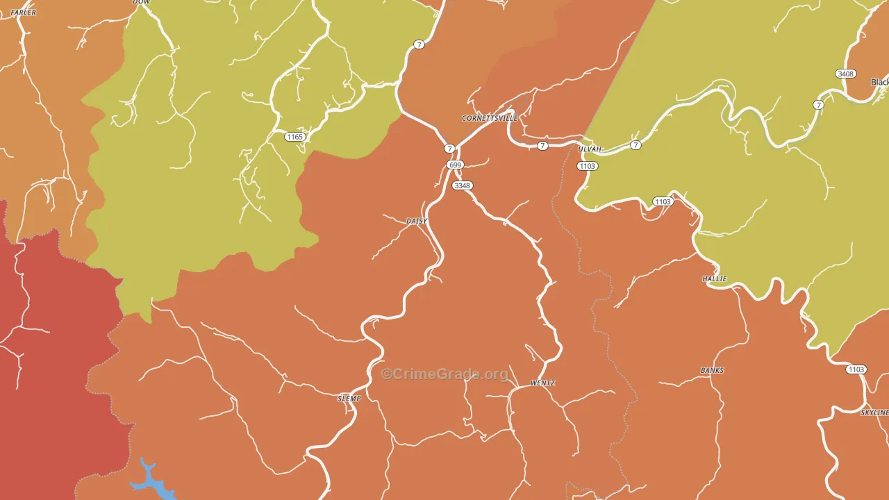 Cornettsville, KY Map of Vandalism Rates