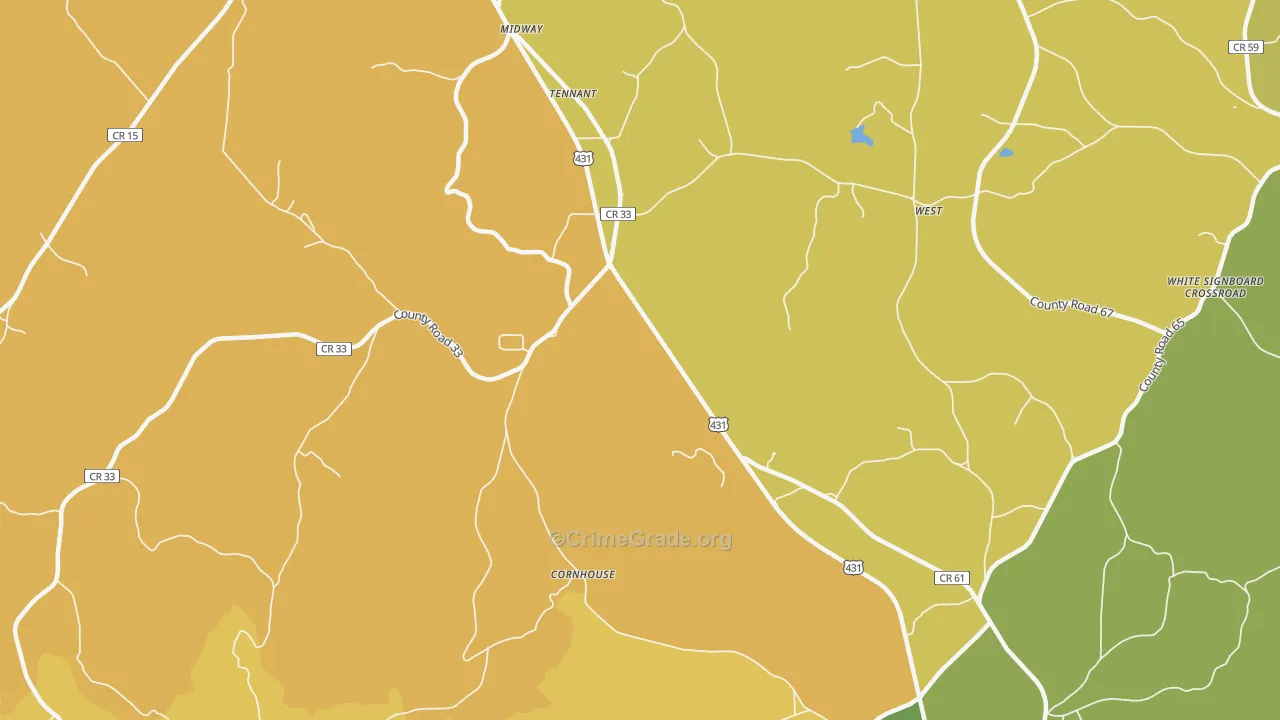 Cornhouse, AL Map of Vandalism Rates
