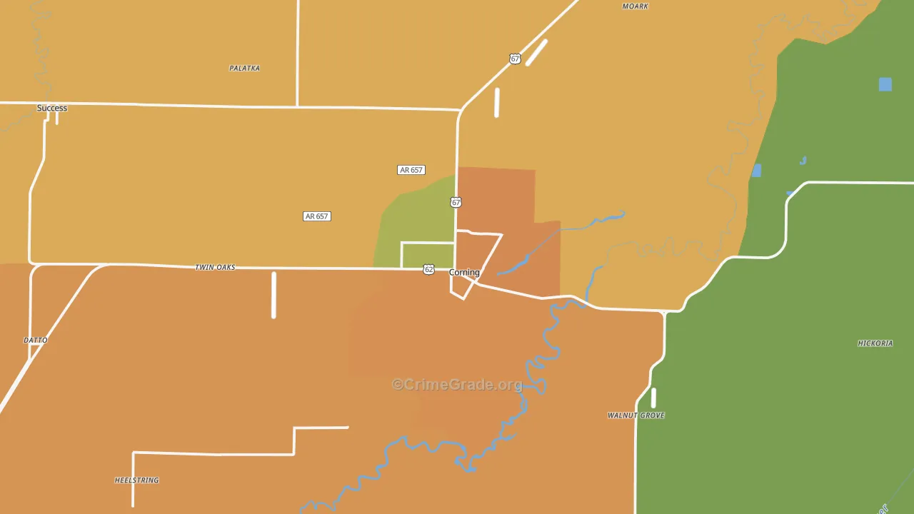 Corning, AR Map of Vandalism Rates