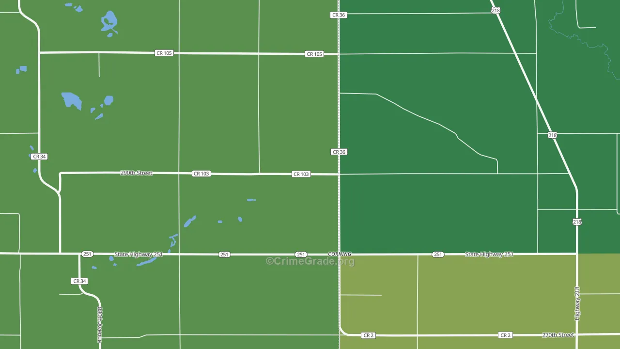 Corning, MN Map of Vandalism Rates