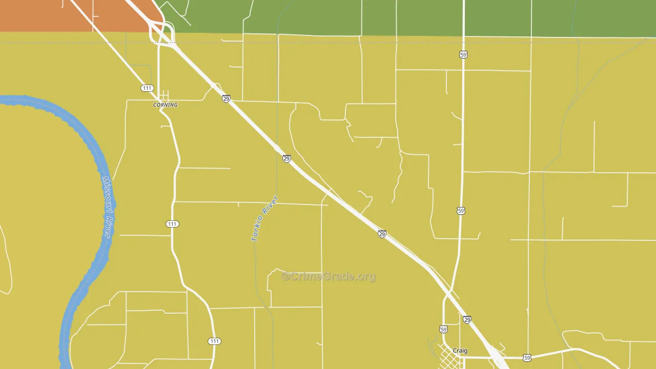 Corning, MO Map of Vandalism Rates