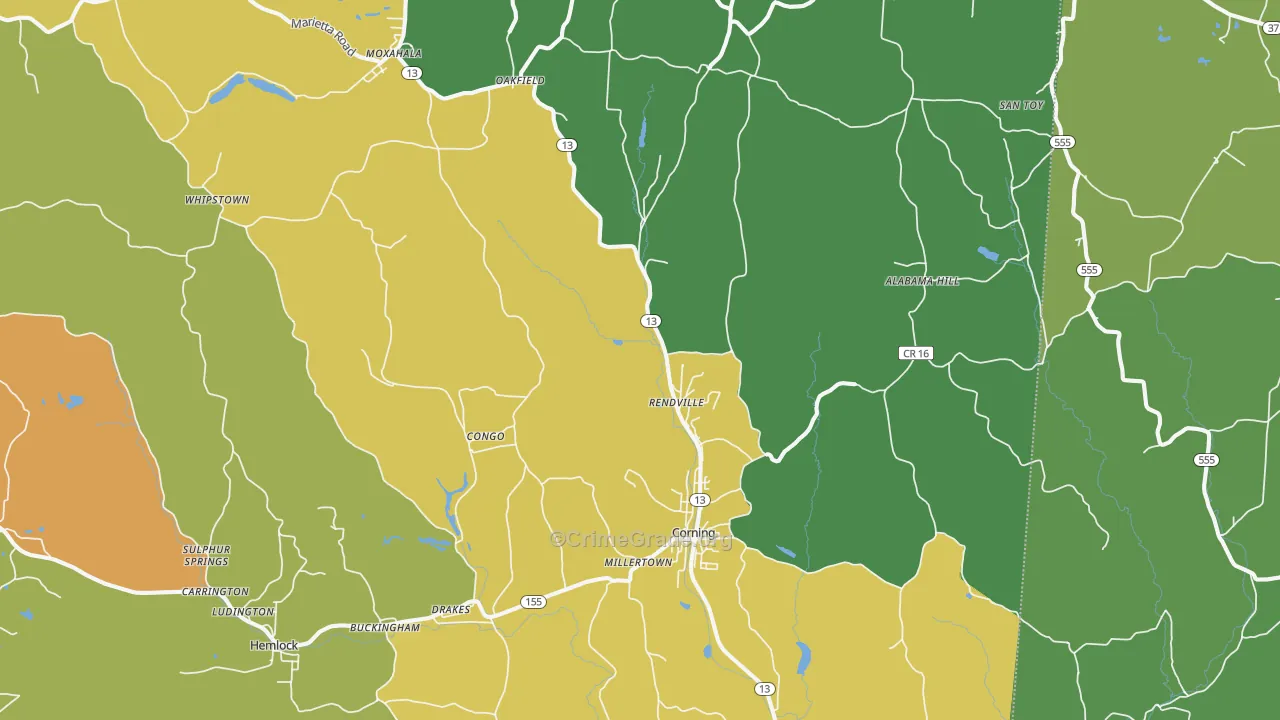 Corning, OH Map of Vandalism Rates
