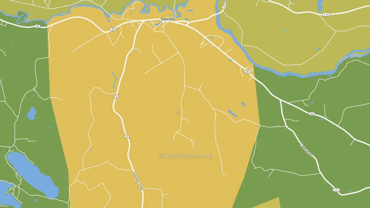 Cornish, ME Map of Vandalism Rates