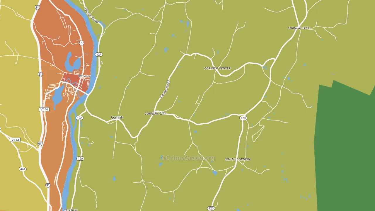 Cornish, NH Map of Vandalism Rates