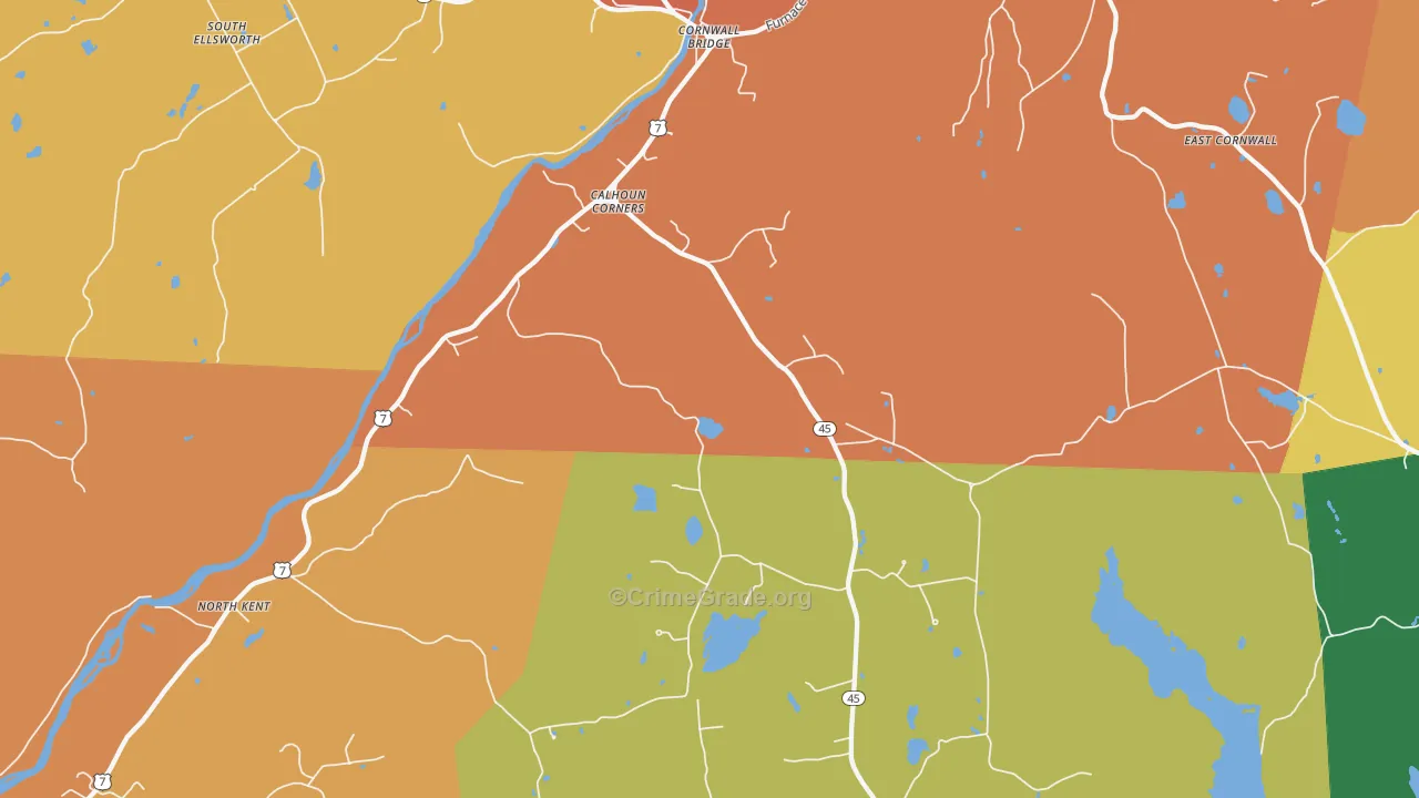 Cornwall Bridge, CT Map of Vandalism Rates