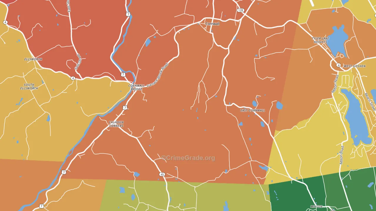 Cornwall, CT Map of Vandalism Rates