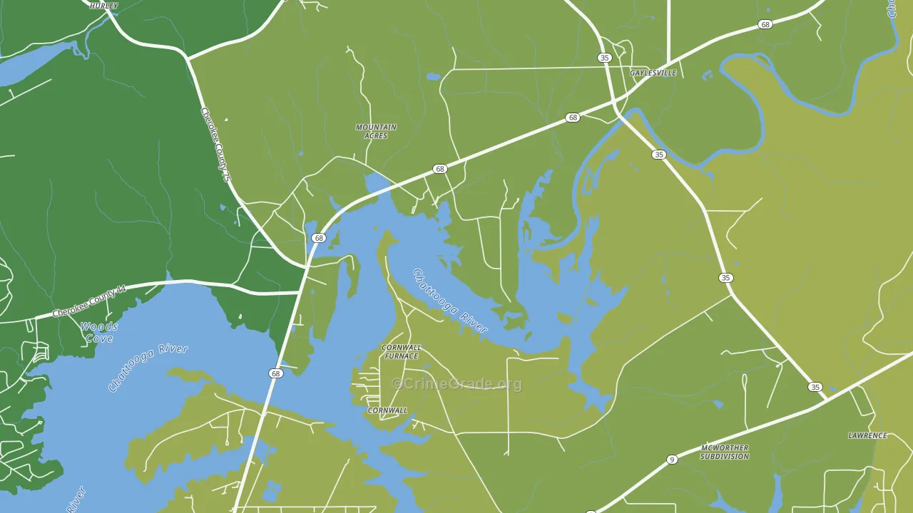 Cornwall Furnace, AL Map of Vandalism Rates