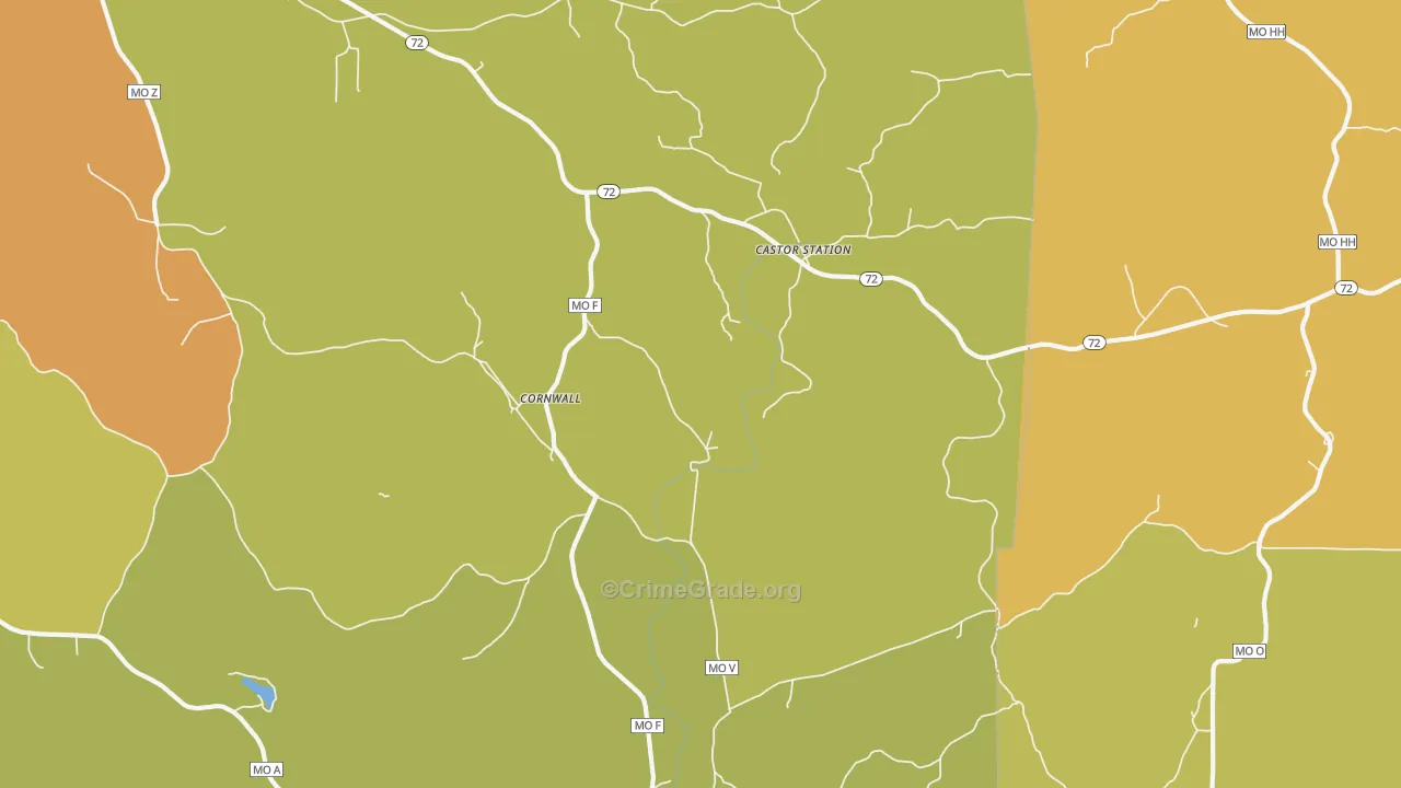 Cornwall, MO Map of Vandalism Rates